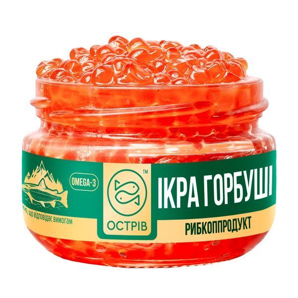 Ікра лососева Горбуші ТМ "ОСТРІВ" 100г скло 201312 фото