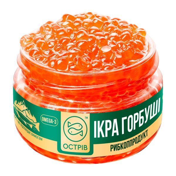 Ікра лососева Горбуші ТМ "ОСТРІВ" 100г скло 201312 фото