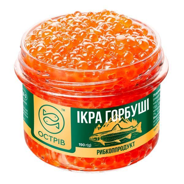 Ікра лососева Горбуші ТМ "ОСТРІВ" 190г 201311 фото